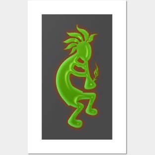 Kokopelli 420, Green Bubble, Red Glow Posters and Art